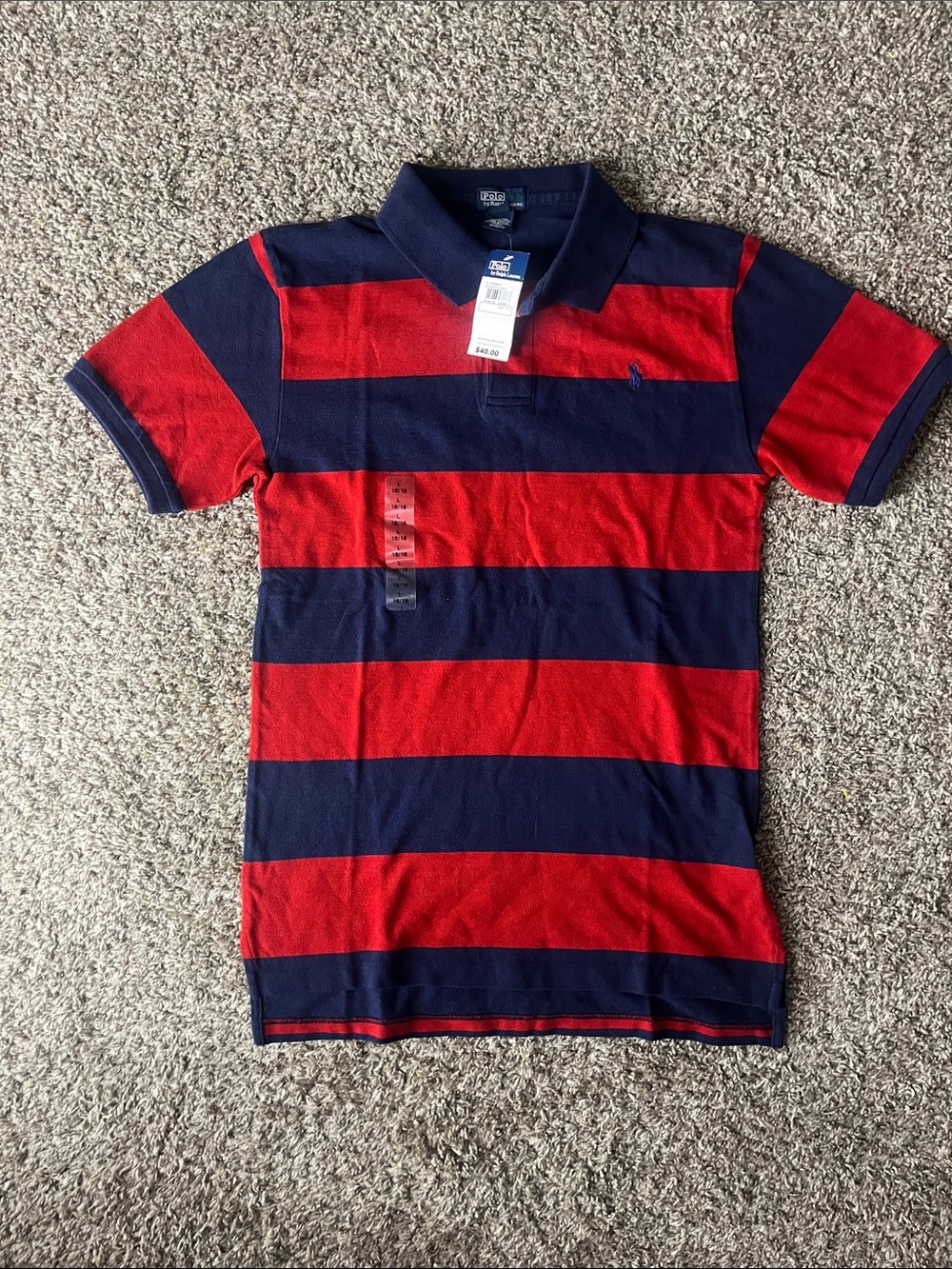 Polo by Ralph Lauren Red & Navy Wide-Stripe Polo Shirt